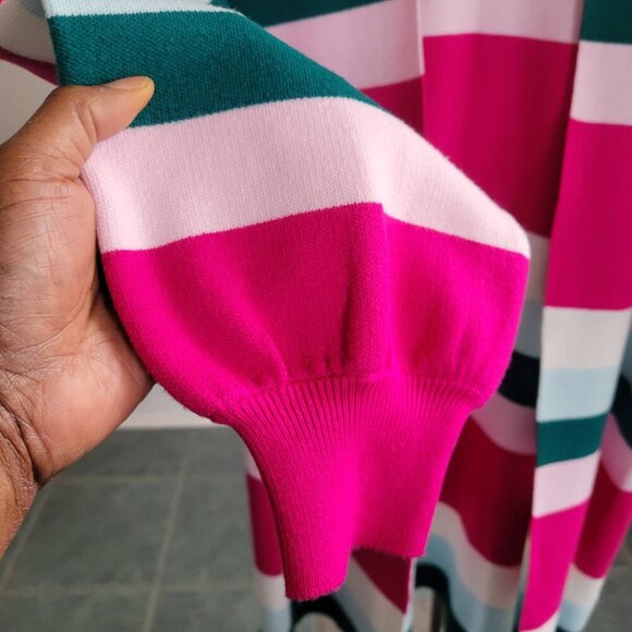 Crown and Ivy Rainbow Striped Relaxed Open Front Sweater/Jacket (Size: M) - Picture 7 of 14